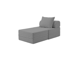 Sofá Modular 1 Lugar + Puff Convertible Bouclette Cinza Escuro