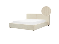 Cama con somier BELIANI Linards de Pana Beige 190x242x88