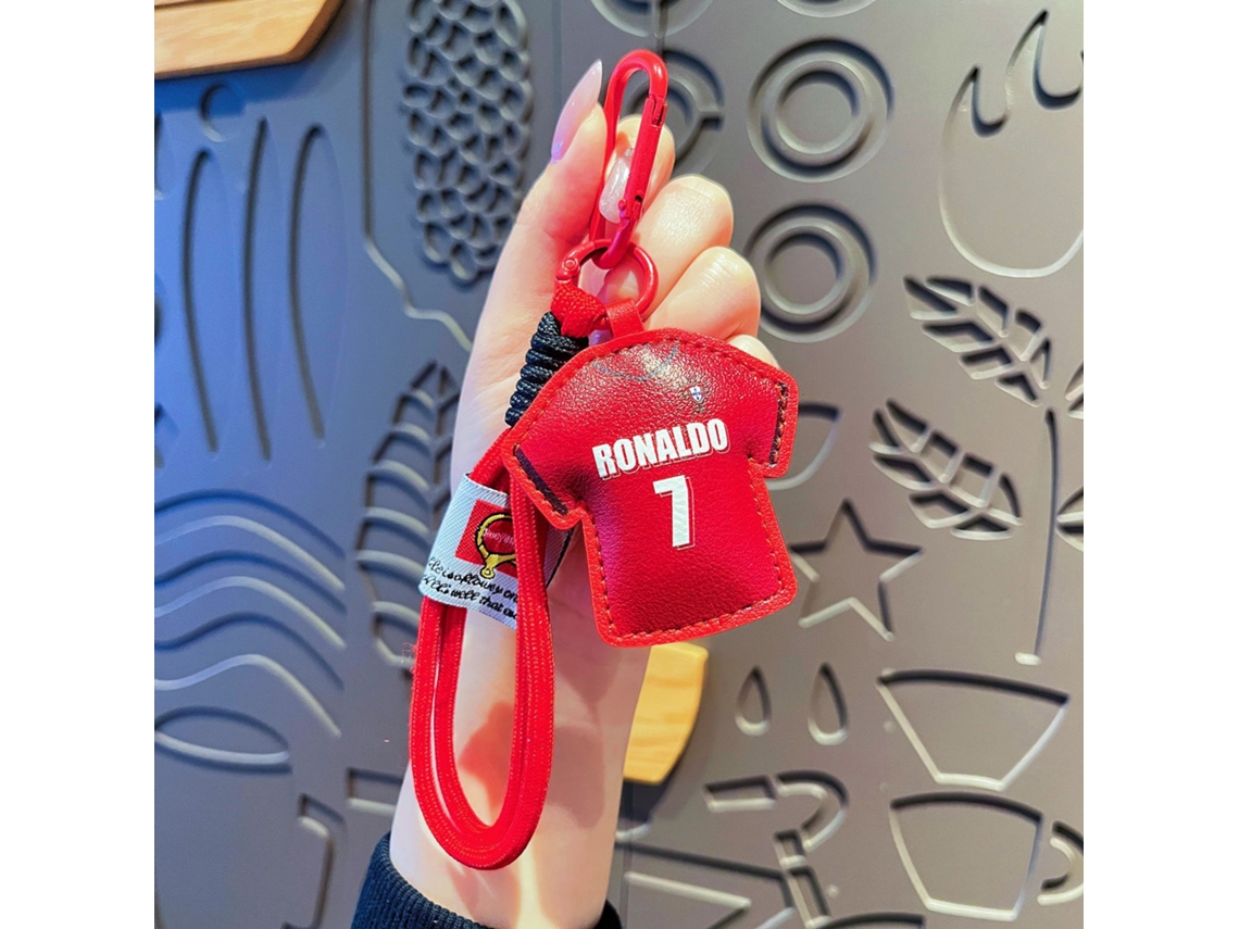 Llavero Cuero Camiseta Ronaldo Nº7, Mosquetón Robusto, Accesorio Perfecto Para Hinchas De Fútbol Portugués.