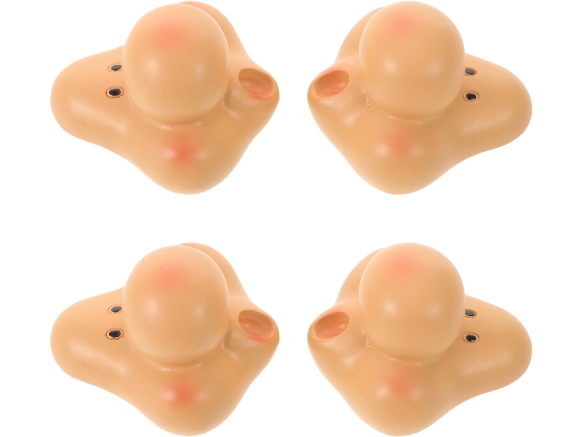 Juego de 4 caras de gnomo de resina de 54x61 mm, accesorios hechos a mano para muñecas coleccionables, nariz esculpida con detalle GOKOCO