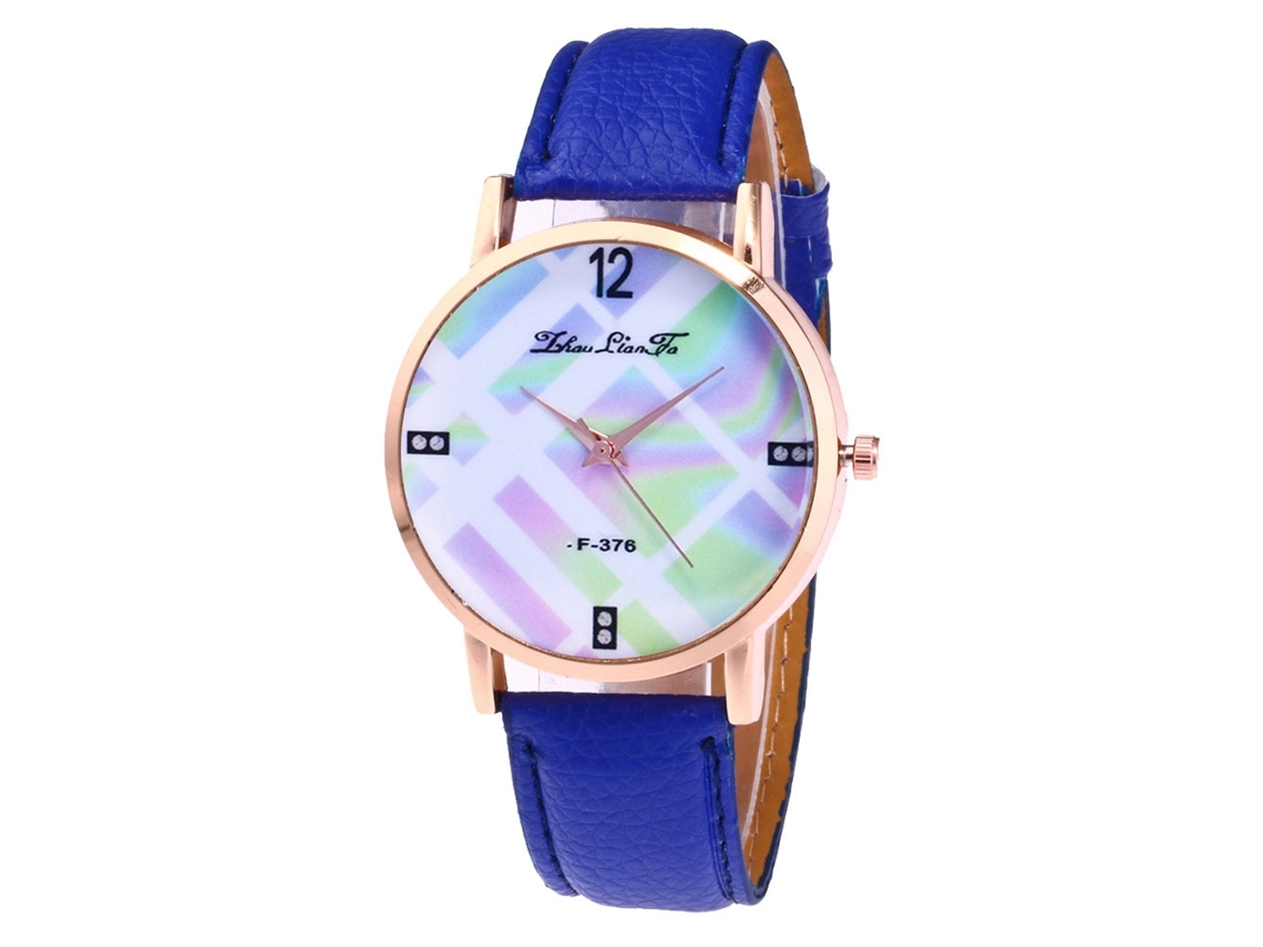 Reloj Casual De Moda Unisex Zhoulianfa Con Correa De Cuero Azul Y Movimiento De Cuarzo.