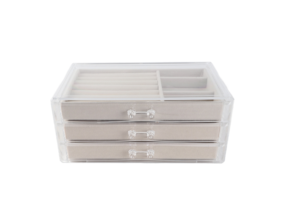 Organizador De Joyas De Acrílico Transparente Con Cajón Y Compartimentos Para Guardar Pendientes Y Collares.