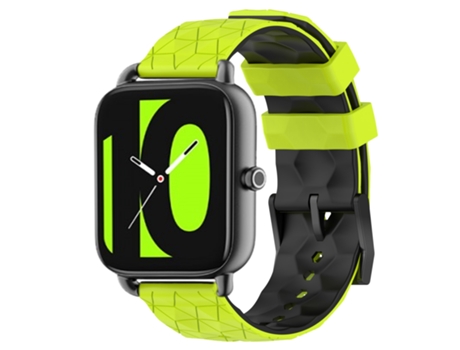 Correa de reloj inteligente para Xiaomi Haylou RS4 LS12 22 mm Patrón de fútbol Correa de silicona bicolor (verde lima + negro)