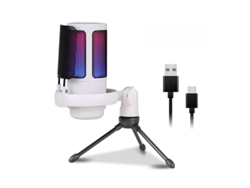 Trípode para micrófono de condensador con luces RGB para videojuegos, transmisión en vivo, karaoke, color blanco Cuich