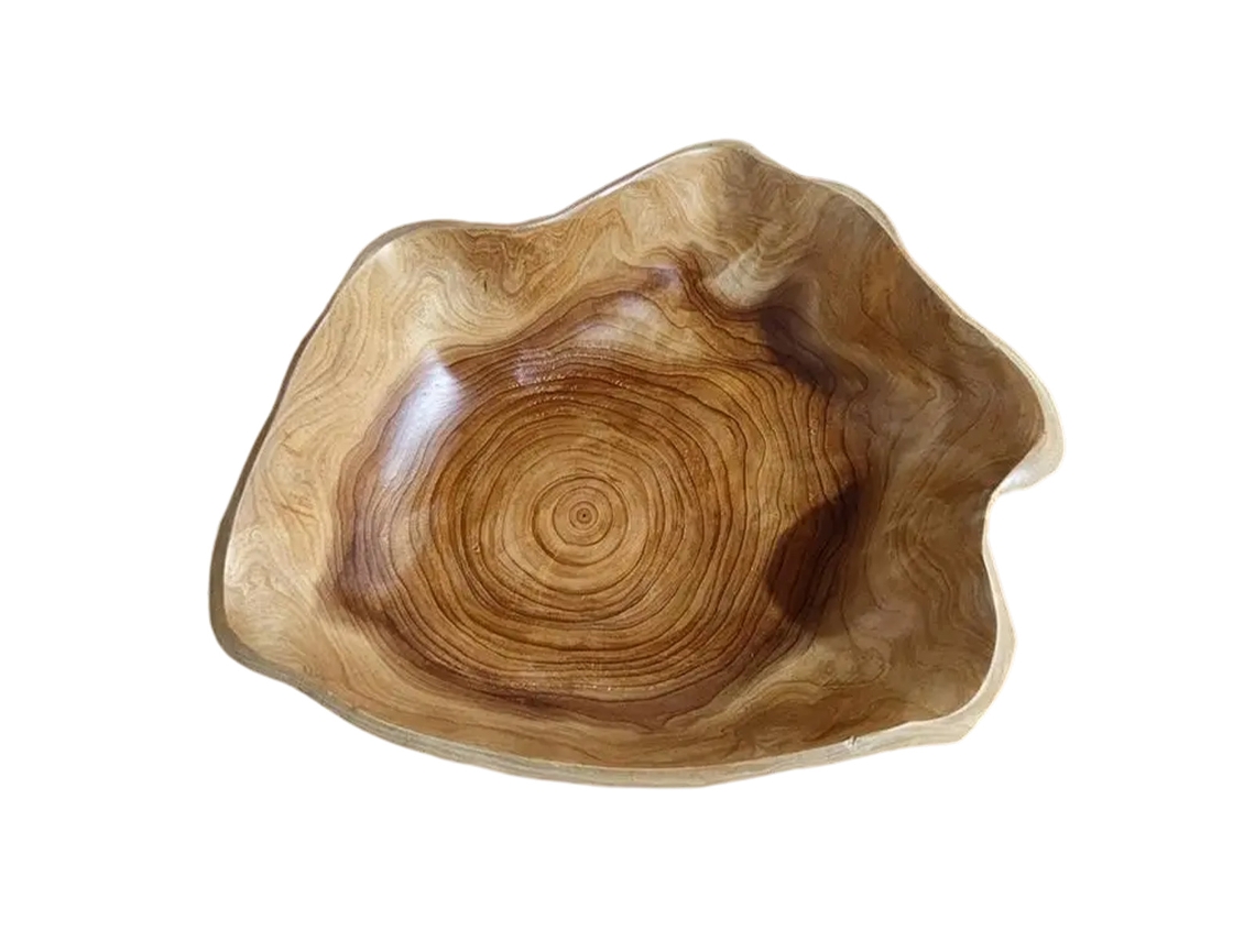 NEVEANCE Servir tazón hecho a mano, raíz tallada tazón Madera natural Diseño único Madera artesanal tazón para frutas Snacks Saladas, uso decorativo Durable Se