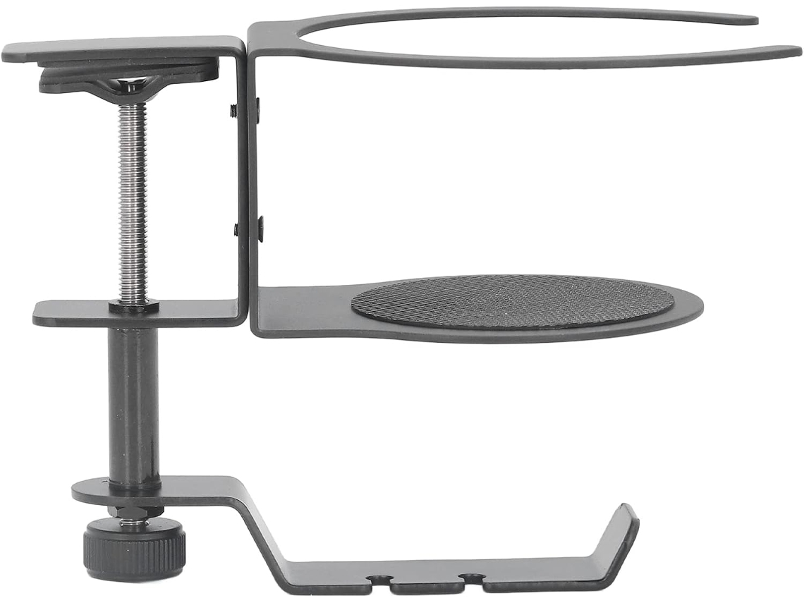 Soporte para auriculares y vasos: soporte de mesa universal 2 en 1 para auriculares y bebidas.