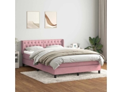 Cama Box Spring Con Colchón Terciopelo Rosa 160x210 Cm