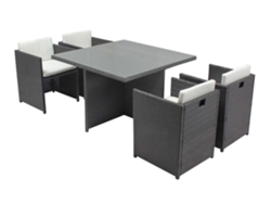 Conjunto de Comida CONCEPT U Miami 4 Personas em poli rattan Gris resina trançada