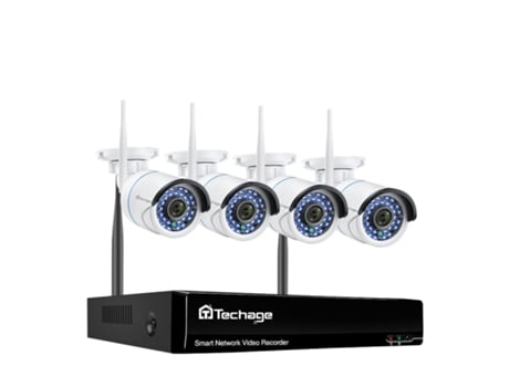 Sistema de Vigilancia SLOWMOOSE P2P 8Ch 3Mp Inalámbrico Wi-Fi y Grabación de Audio (8 Canales Nvr y 4 Cámaras-173 - 2T)