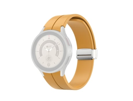 Correa de Silicona con hebilla desplegable plateada para Samsung Galaxy Watch 5 Pro 45mm/Watch 5 44mm 40mm - amarillo