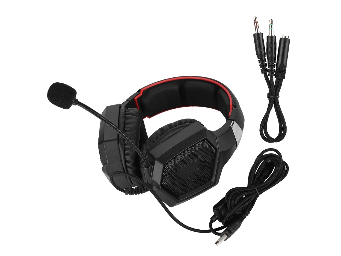 Auriculares Gaming Cableados Para E-sports Competitivos Con Micrófono, Estéreo Usb De 3.5mm, Graves, Color Negro Y Rojo