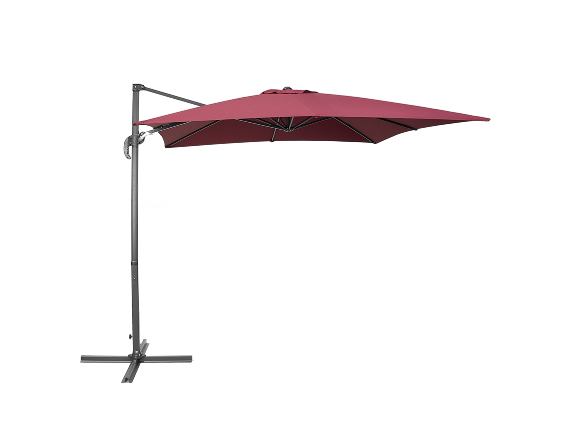 Sombrilla voladiza BELIANI Monza de Poliéster Rojo 250x250x235