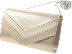 Cartera De Mano Elegante De Tela Ciieeo Para Mujer, Ideal Para Ocasiones Especiales Y Con Detalles En Gamuza. Color Dorado Y Diseño Sencillo.