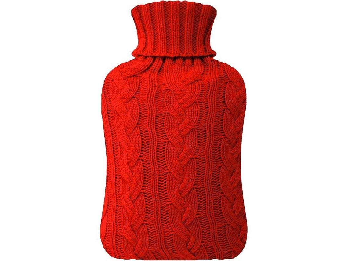 Botella Térmica Linjou Con Funda De Punto, Para Aliviar El Dolor De Cuello Y Hombros, Roja, 2 Litros.