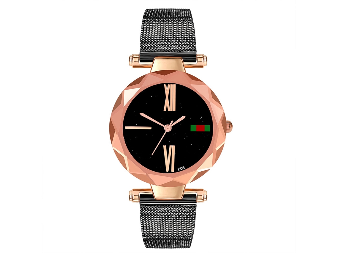 Reloj Casual De Moda Unisex Zhoulianfa Con Correa De Malla Y Movimiento De Cuarzo Negro.