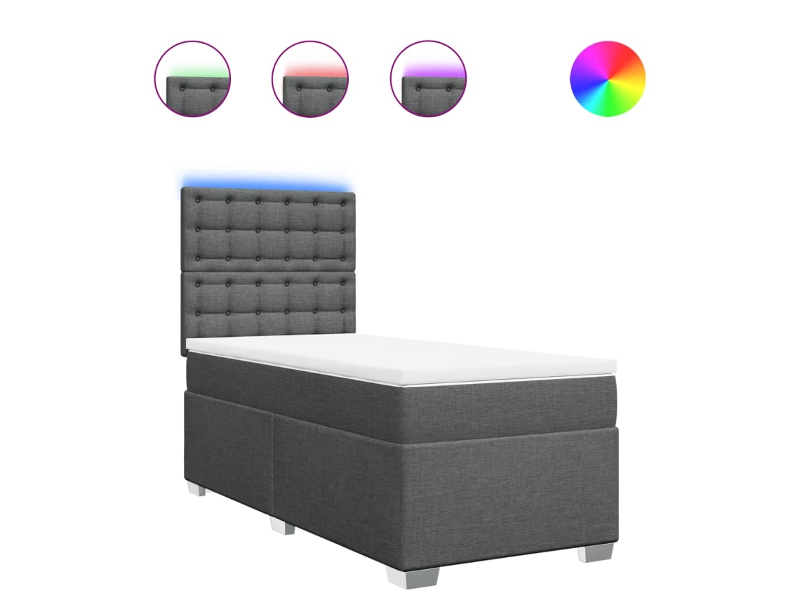 Maison Exclusive - Cama Box Spring Con Colchón Tela Gris Oscuro 80x200 Cm