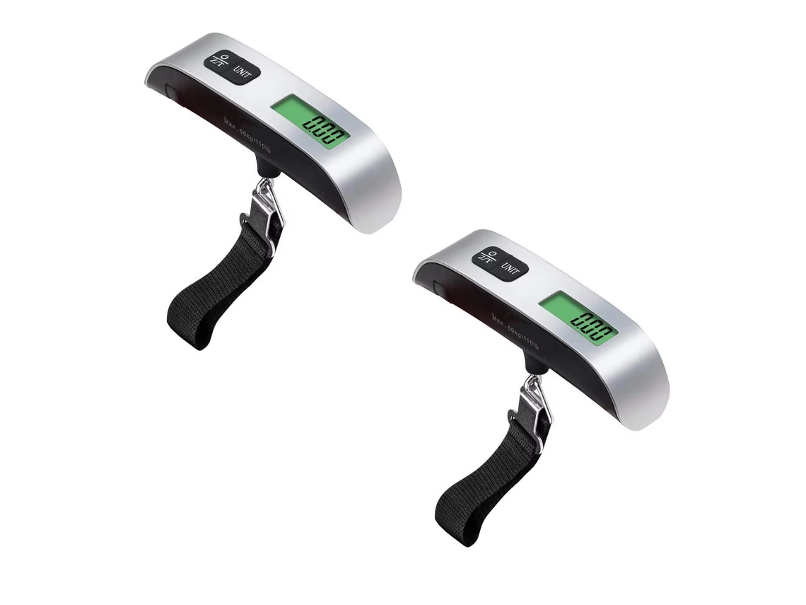 (dos Piezas De Plata) Báscula Digital De Mano Para Equipaje, Báscula Portátil Para Maletas De Viaje De 50 Kg Y 110 Lb