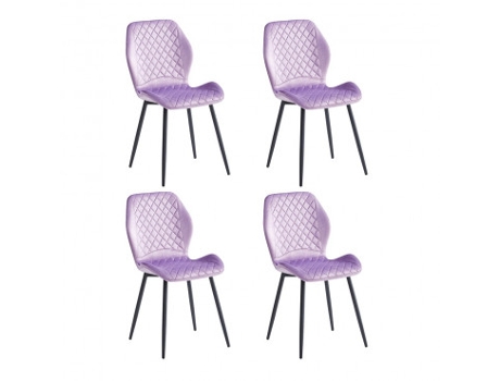 Silla de comedor molina Juego de 4 violeta acolchado de tela suave 48x59,5x86 cm espuma de moda carga máxima de 120 kg CASA VITAL
