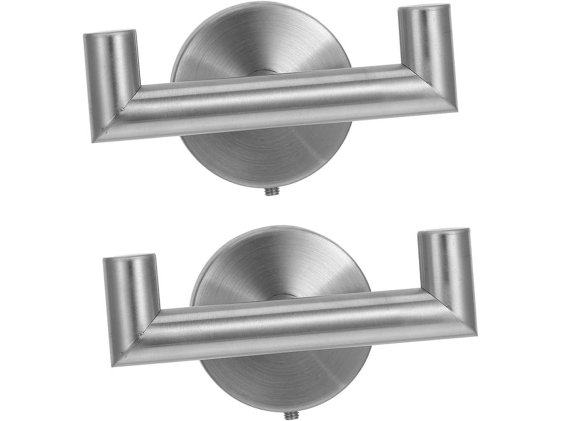 Ganchos Dobles De Acero Inoxidable Para Baño (2 Piezas), Montaje En Pared, Ahorran Espacio, Fácil Instalación.