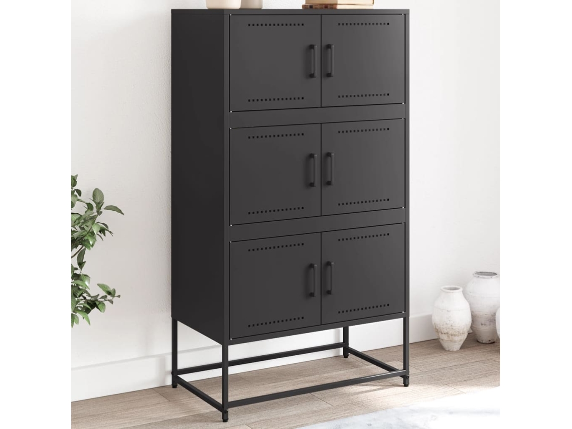 Aparador De Acero Negro 68,5x38,5x123,5 Cm