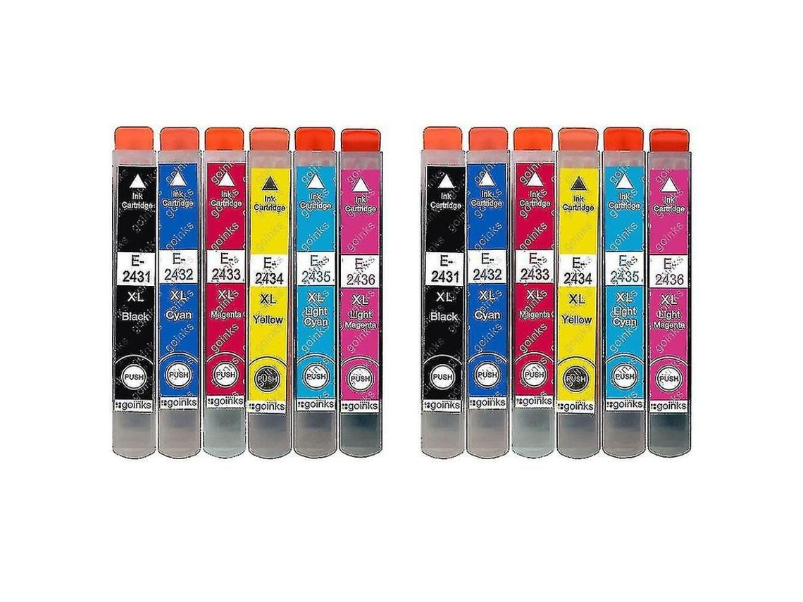 12 Cartuchos De Tinta Compatibles Epson T2438 (24xl) Para Xp-55, Xp-750, Xp-760, Xp-850, Xp-860, Xp-950, Xp-960 Y Xp-970