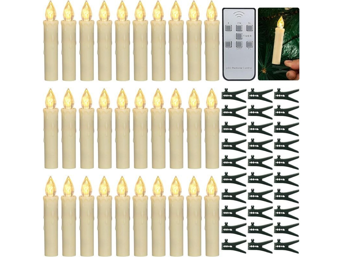 Juego De 30 Velas Led Para Árbol De Navidad, Sin Llama, Con Control Remoto/temporizador/accesorios De Decoración Navideña.