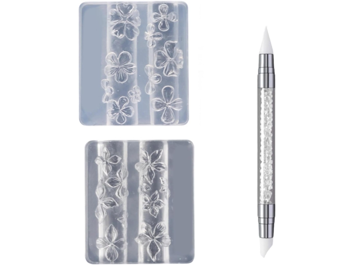 Moldes De Silicona Transparente Para Decoración De Uñas, Diseños De Flores De Hibisco, Flor De Cerezo Y Resina Epoxi, Incluye