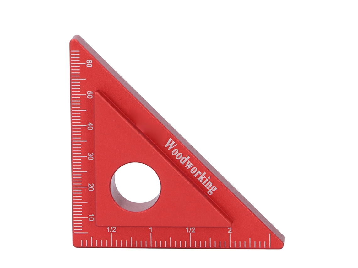Regla Triangular De Aleación De Aluminio De 45/90 Grados Con Escalas Para Carpintería.