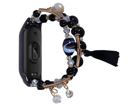 Correa metal + ágata cuentas de ágata para Xiaomi Mi Band 5/6 - negro