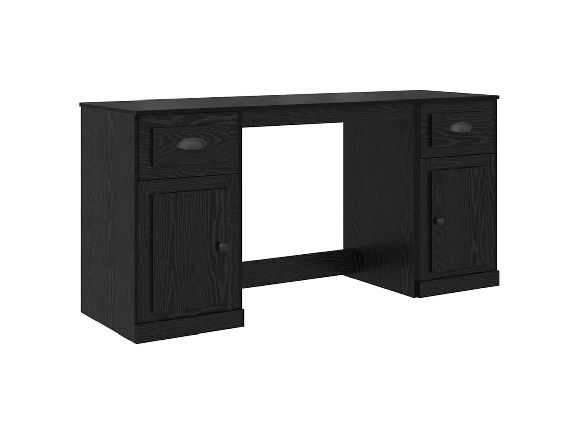 Escritorio | Escritorio con armario y cajón, roble negro, 154,5 x 50 x 75 cm