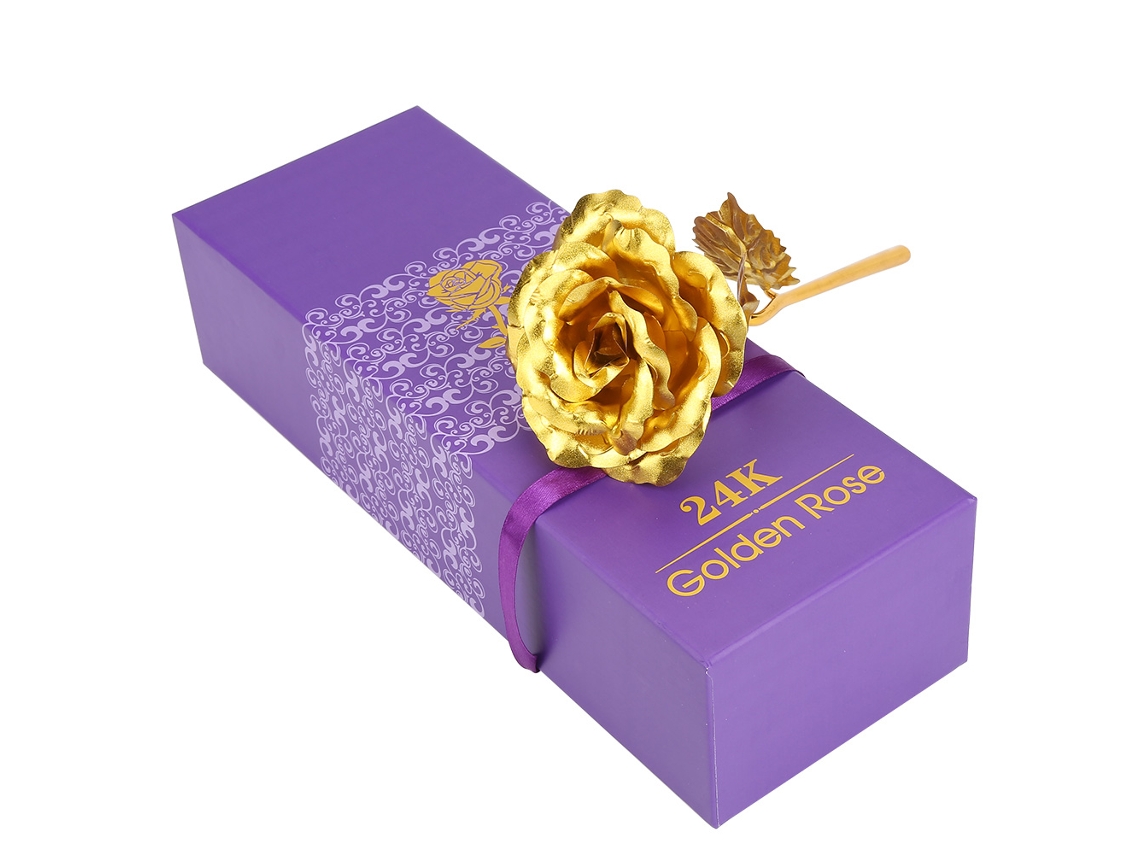 Rosa artificial hecha a mano en oro de 24 quilates: un regalo elegante y exclusivo para ocasiones especiales.