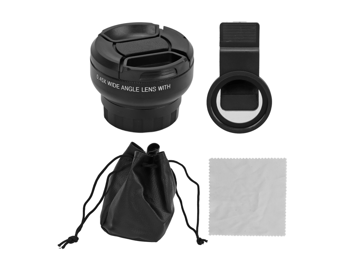 Lente Cámara Teléfono 0.45x Ultra Angular Universal 12.5x Lente Externa Accesorios Para Fotos Negro