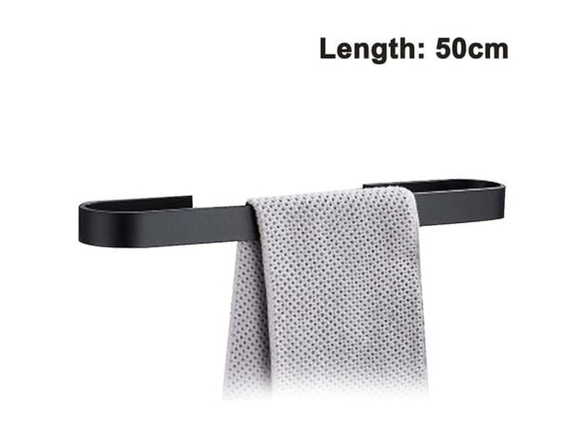 Toallero, Barra de Toalla, Anillo de Toalla, Autoadhesivo, Aluminio Negro 50 Cm Jortmrd