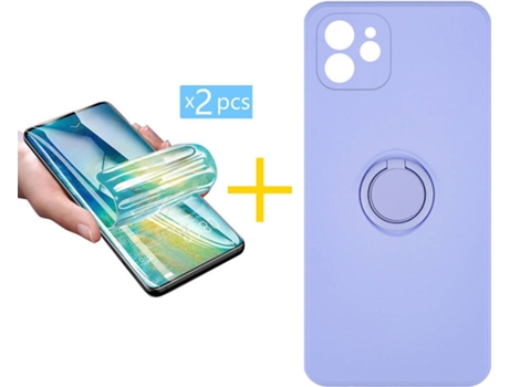 Carcasa + 2 Protectores de Pantalla para iPhone 12 ACCETEL Morado Lila