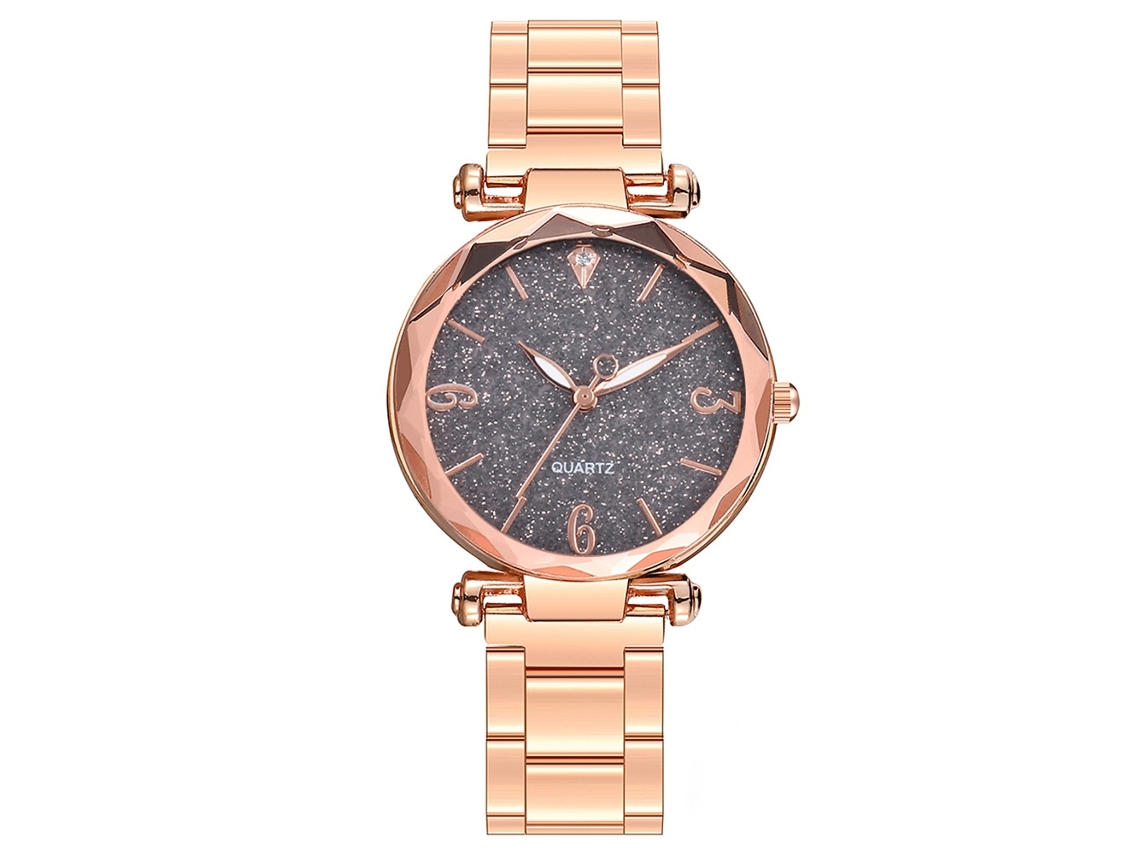 Relógio De Pulso Feminino Fashion Quartz Com Fivela Magnética Céu Estrelado Casual Ouro