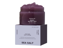 Gel corporal exfoliante con aroma a ámbar y vainilla.