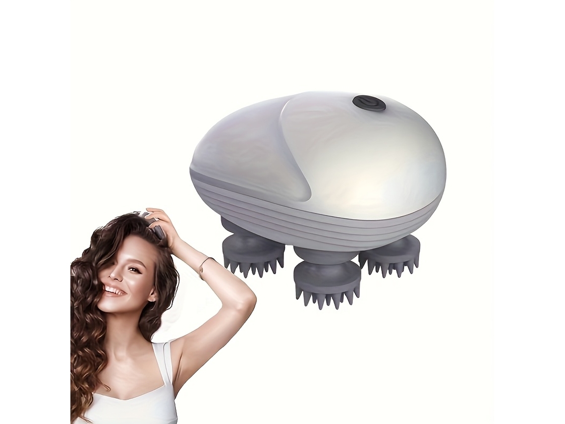 Masajeador Eléctrico Portátil Con Cuatro Cabezales Giratorios, Ideal Para Masajes Musculares, De Cuello Y De Cabeza. Tamaño Compacto.
