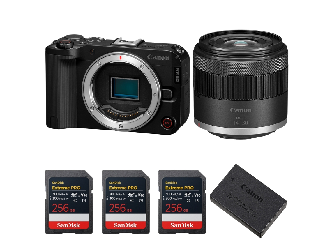 Canon Eos R50 V + Rf-s 14-30mm F/4.5-6.3 Is Stm Pz + 3 Sandisk 256gb Extreme Pro Uhs-ii Sdxc + Canon Lp-e17 + Ebook Pricedirect