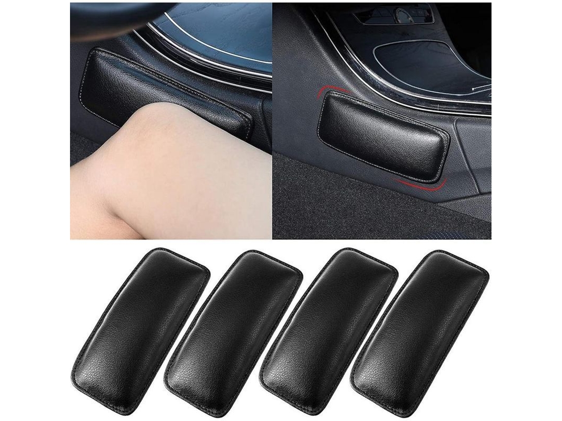 4 rodilleras y coderas de cuero suave para el panel central del coche, soporte cómodo para muslos y brazos Bhh
