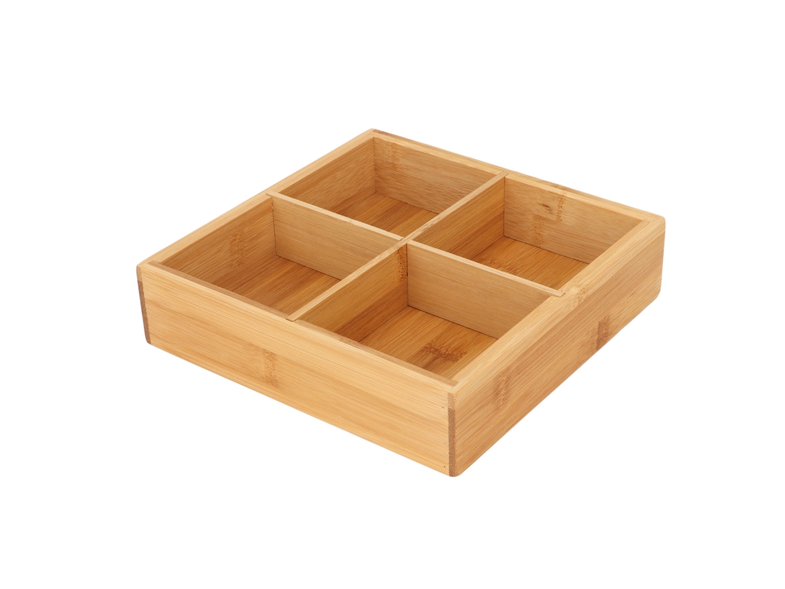 Plato De Bambú Con Compartimentos Para Aperitivos, Sin Pintura, Seguro Y Ecológico, Ideal Para Frutas Secas Y Snacks.