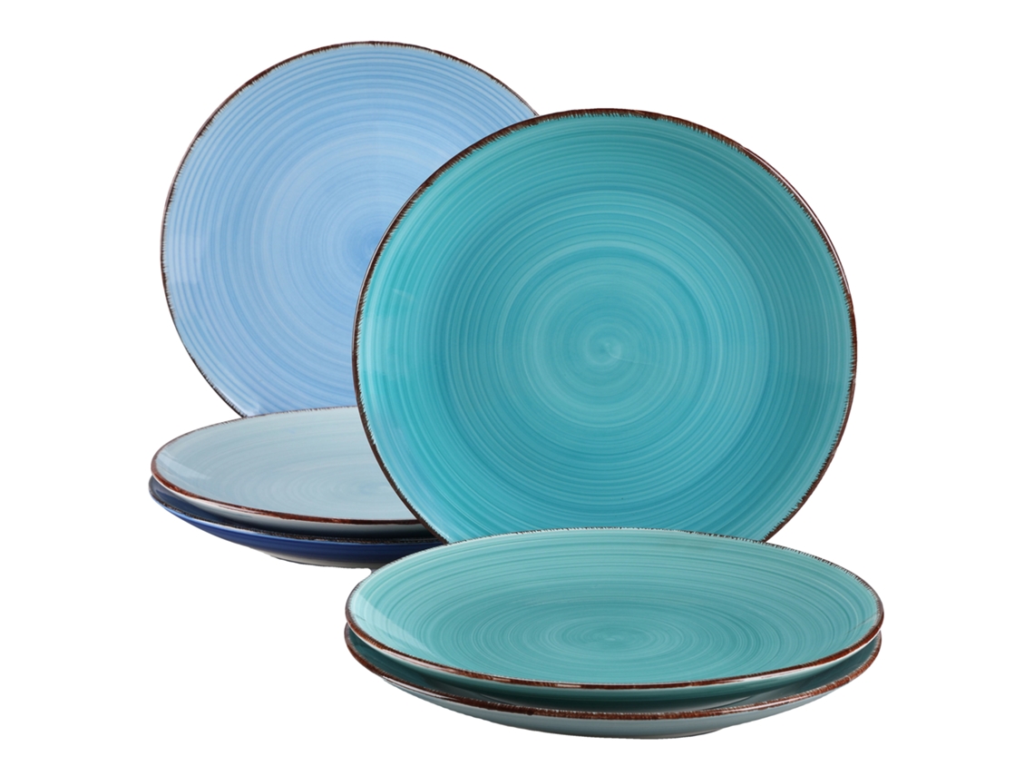 Juego de platos de cerámica para cena, 10,4 pulgadas, 6 piezas, elegante diseño azul, OEM azul