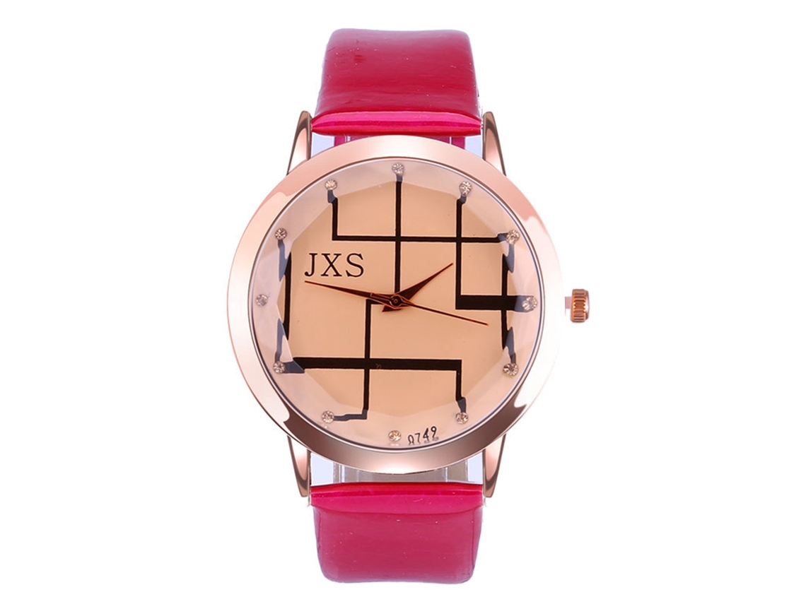 Reloj De Pareja Zhoulianfa, Correa De Cuero Sintético, Esfera Redonda, Movimiento De Cuarzo (rojo Rosa)