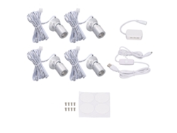 BJ-4 peças Mini Refletores LED USB Dimerizáveis 5V Branco Quente Prateado para Exposição de Joias Entrada