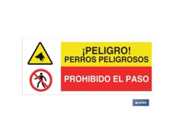 Señal poliestireno 1,5mm 507x210 combinada peligro/prohibición