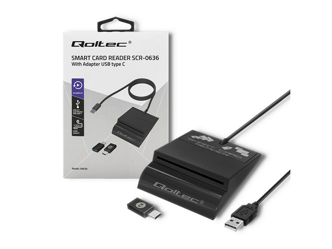 Lector de Tarjetas QOLTEC 50636 (Negro)