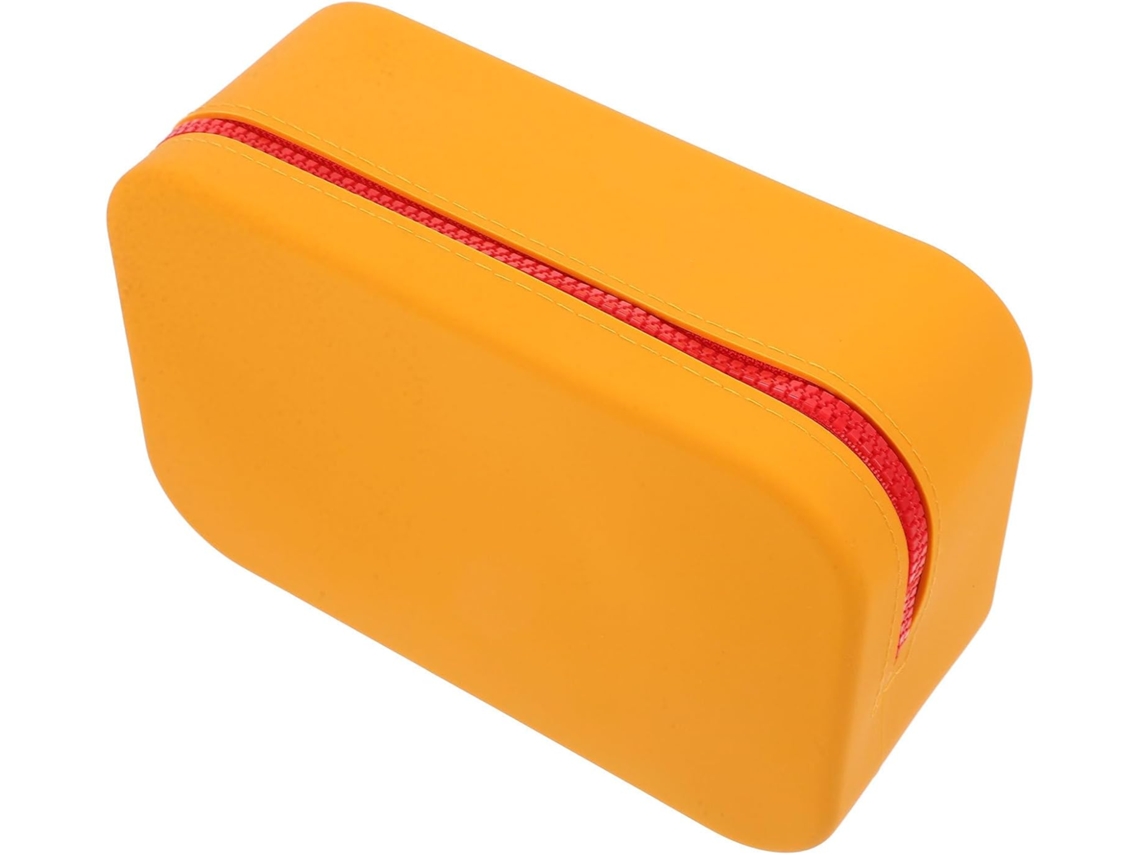 Nécessaire De Silicone Impermeável Ciieeo, Laranja, Tamanho 20x12x8 Cm, Grande Capacidade.