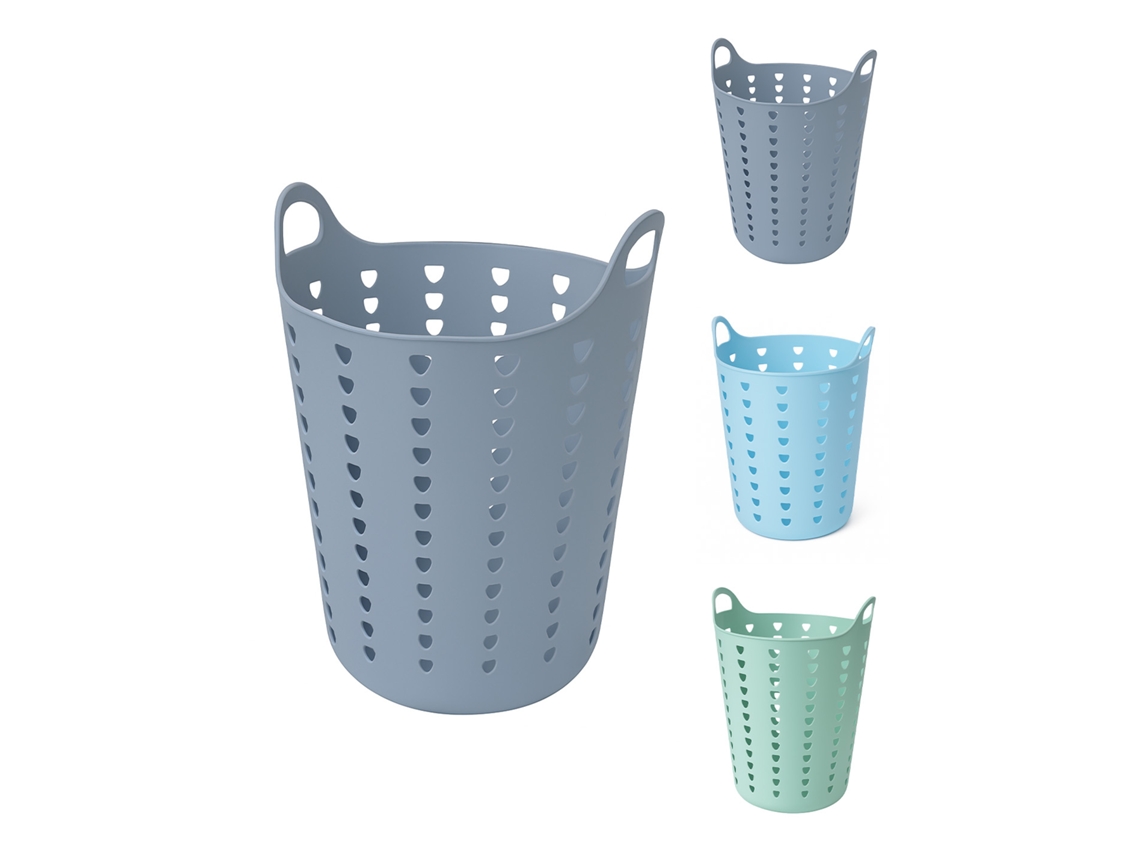 Cesto Ropa Sucia 60l Y 26l Con Agujeros Triangulares | Cesta Colada Moderna | Gris, Azul O Verde Gris 60 Litros