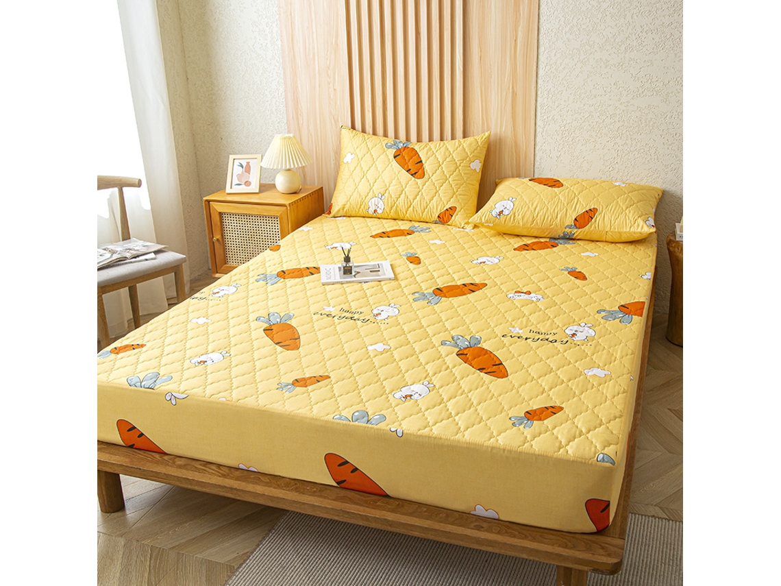 Protector De Colchón Impermeable Czhhmart (sábana Bajera Ajustable) 200 Cm X 200 Cm (con Dos Fundas De Almohada) Rabbit Carrot
