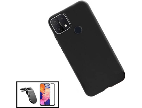 Carcasa + Protector + Soporte Magnético L Safe Driving Realme C21 PHONECARE Silicona Líquida Negro