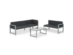 Conjunto Lounge P/ Jardim Com Almofadas 3 Piezas Aluminio Marrom Dkd Home Decor